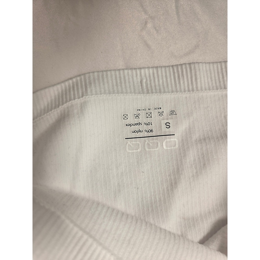 OQQ Womens White Ribbed Long Sleeve Square Neck Crop Top Size Small - Picture 3 of 4